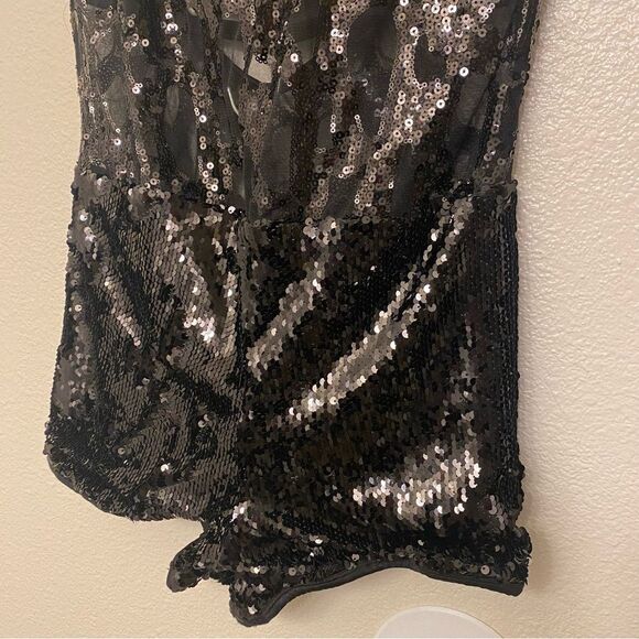 Glamour solo dance costume black sequin bikeatard leotard LA-Large adult - Picture 7 of 14